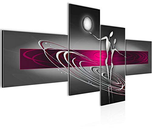 Runa Art Tableau Murale Salon Abstrait Les Figures Rose Gris 4 Parties - 301245b