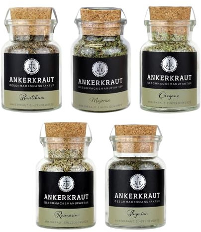 Ankerkraut Mediterranes Kräuter- und Gewürzset, 5-Gläser