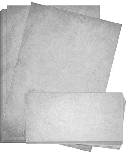 25 x Briefpapier und 25 x Briefumschläge Altes Papier Vintage Grau