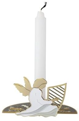 Stelton - While Waiting - Kerzenhalter Engel - Mssing - Messingfarben/Weiß - W: 8cm x H: 5,5cm x Ø: 5,5cm