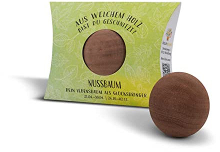 Baumstark Nussbaum 45mm mit Baumhoroskop (21.4-30.4. und 24.10. -2.11.) Handschmeichler, Holz, 8 x 11.5 x 2.8 cm