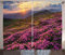 ABAKUHAUS Natur Rustikaler Gardine, Blumenwiese Berg, Schlafzimmer Kräuselband Vorhang mit Schlaufen und Haken, 280 x 225 cm, Pink Grün