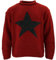 LOUDelephant Grobstrickpullover aus Wolle mit Sternmotiv, Rot & Kohle, M