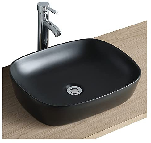 MOB-IN Vasque Salle de Bain à Poser rectangulaire 48 cm Noir - Tom