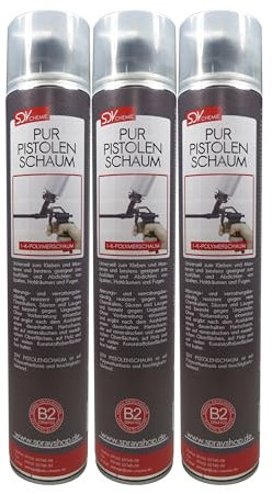 SDV Chemie Pistolenschaum B2 3x 750ml Bauschaum Füllschaum Adapterschaum Dämmschaum