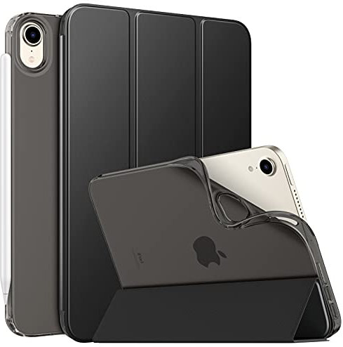 MoKo Funda Compatible con iPad Mini 7 (A17 Pro) 2024, Funda iPad Mini 6ª Generación 2021 (8,3 Pulgadas), Funda iPad Mini 6, Funda de TPU Suave y translúcida para iPad Mini 7, Negro