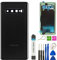 JULIE Galaxy S10 Back Cover Glas Ersatz Akku Tür Gehäuse Wasserdicht mit Kamera Objektiv Teile für Samsung Galaxy S10 SM-G973U G973W + Auswurfstift Werkzeuge (Schwarz)