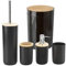 D,casa - Set Accesorios Baño de Bambú Negro Estilo Factory - Juego de 5 Piezas