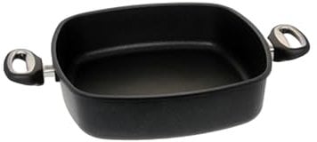 Lotus Poêle en fonte carrée à induction 21 cm, fond 15 cm, hauteur 7,5 cm, couvercle 21 cm