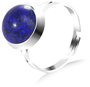 WLLDDDIU Natürlicher Blauer Lapislazuli-Ring Kristallrunder Ring Verstellbarer Damen-Ring Mit Offenem Stein Reiki-Balance-Knöchel-Finger-Ringe Ewigkeitsring Für Frauen, Mädchen, Männer