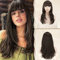 Sofeiyan Perücke mit Bangs für Frauen Braun Lang Geschichtige Perücken mit Pony Synthetisches Hitzebeständige NatÜRlich Wllig Faser Haar Lange Gerade Perücken mit Fransen für Halloween Party-60cm