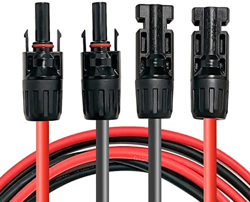 Professional Connection Cable Extension Cable (6 mm²/4 mm²), Solar Cable with Mounted Solar Plug on Both Sides, Red and Black Lines (6 mm³/1 m)