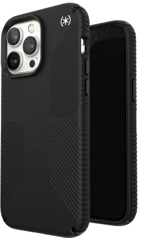 Speck Presidio2 Grip - Non-Slip iPhone 14 Pro Max Case (Black/Black/White)
