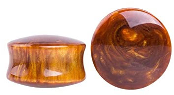 Dsnyu Ohr Plug Retro 14MM, 2PCS Double Flared Plug Ohrringe Damen, 9/16 inch Harz Tunnel Schokolade