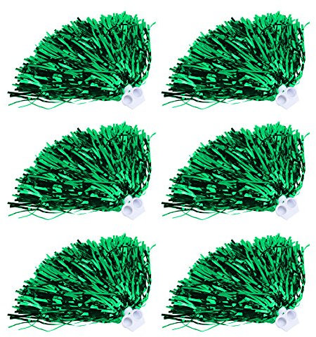 MOUMOUTEN Cheerleading Poms, 6 Stück Kunststoff farbige Bälle Cheerleader Pompom Dekoration für Sport Party Zubehör Tanzball Party Party Sport Pompons Cheer Pom(7 Farben)(Grün)