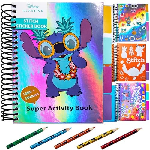 Disney Stitch Sticker-Buch mit über 1000 Aufklebern, Schablonen, Ausmalblättern und Buntstiften - Stitch Fanartikel Kinder