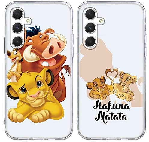 [2 Stück] Handyhülle für Samsung Galaxy A54 5G Hülle 6,4,Weich TPU Silikon Transparent Case Karikatur Niedlich Lion Motiv Muster Stoßfest Schutzhülle Kompatibel mit Samsung A54,02