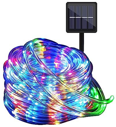 Cadena de Luces Solares Impermeables al Aire Libre 22M 200 LED Luces de Cuerda de Cristal de Hadas con Energía Solar Luces Solares para Césped, Jardín, Patio, Fiesta, árbol de Navidad (Colors Light)