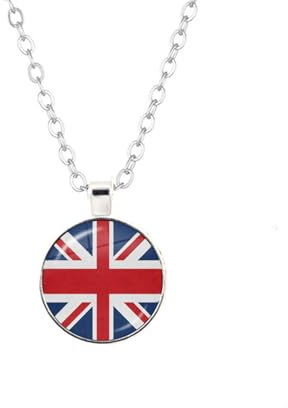 GAUEIOUR Union Jack Flag Necklace, Platinum Jubilee Celebration 70th Anniversary Heart Shaped Flag Decorative Necklace