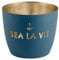 Windlicht Madras Sea la Vie Eisen Höhe 8,5 cm Petrol Gold