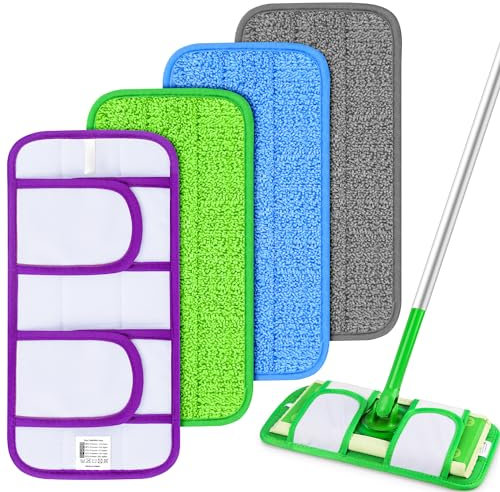 4 Pack Reusable Mop Pads for Flash Speedmop, Microfiber Mop Pads Refills Wet Dry Pads Machine Washable Mop Pads for Any Floor Cleaning