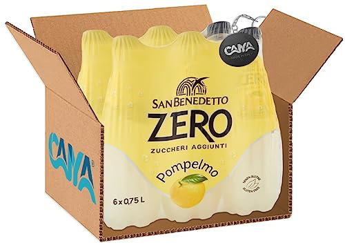 6X San Benedetto Zero gusto Pompelmo Zero Zuccheri Aggiunti Bibita Analcolica 750ml [CAIYA® BOX da 6 Bottiglie]