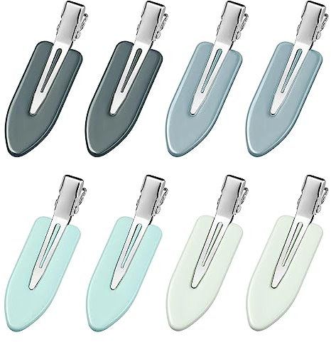 YIERSO Lot de 8 pinces à cheveux sans pli - Pinces à cheveux sans pli - Pinces à cheveux plates - Pinces crocodiles pour salon de coiffure - Accessoires de maquillage pour femmes et filles (bleu)