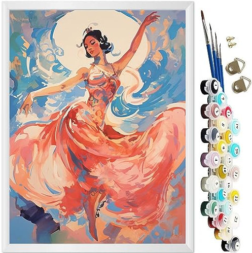 KEEMOSO Acryliques Peinture par Numéros pour Adultes Débutants Enfants,Peinture par Numero,DIY Paint by Numbers Kit sans Cadre 40X50CM- Danseuse passionnée