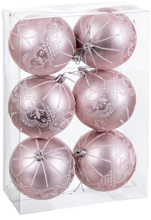 BigBuy Christmas Weihnachtskugeln Rosa Kunststoff 8 cm (6 Stück)