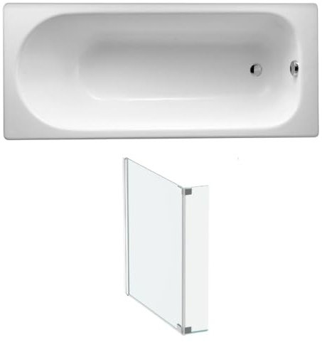 Jacob Delafon Baignoire Droite Soissons en Fonte + Pare Bain 170 X 70