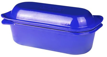 Lava Pentola per il pane in ghisa con manico massiccio, dimensioni 12 x 28 cm, blu