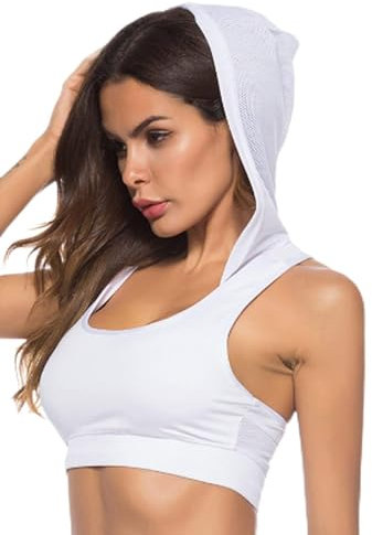 Rpporm Damen Racerback Sport BH Gepolstert Ohne Bügel Crop Tops Yoga Tank Top Fitness Sports Bra Ärmellos Kapuzen Sports BH Shirts Yoga Training Laufen Fitness Bra Oberteile