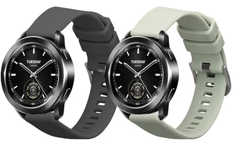 kwmobile Pulsera compatible con Xiaomi Watch S3 correa - 2x Correas de silicona flexible - Tamaño ajustable