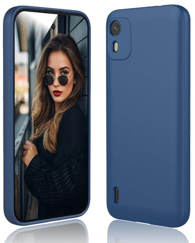DESSEN Hülle für Nokia C12 Handyhülle - Flüssige Silikon Schutzhülle Stoßfest Kameraschutz Case Dünn Weiche TPU Bumper Cover mit Kratzfestem Mikrofaserfutter, Blau