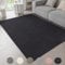 Ceneco Kurzflor Teppich, Waschbarer Teppich Wohnzimmer, Modernen Weiche Teppiche Schwarz Schlafzimmer, Dünne Teppiche Esszimmer, rutschfeste Tepich Kurzflor (Schwarz, 80×150cm)
