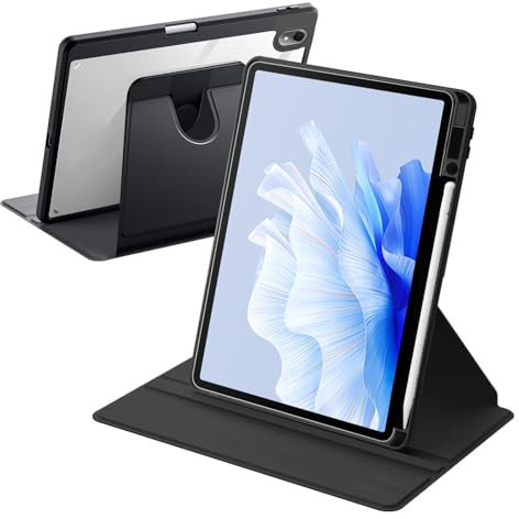 Funda Giratoria Compatible con Huawei MatePad 11.5 S 2024 con Soporte para Bolígrafo, Rotación de 360° Respaldo Clara, Auto Activación/Reposo, Negro