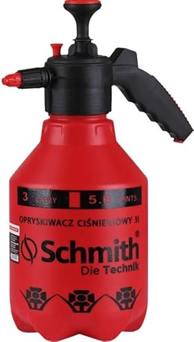 Schmith - Pulverizador Manual a Presión 2l con válvula roja - para Jardinería y Uso Doméstico - Nebulizador - Pulverizador de Césped