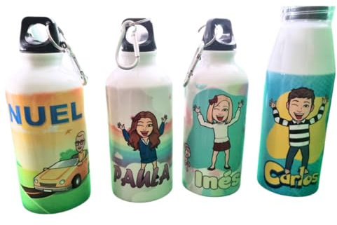 Botellas de Agua Infantiles Metálicas Personalizadas de 400ml para Colegio o Guardería