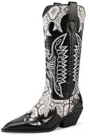 QUEEN HELENA Camperos Stivali Pitonati Stivaletti Texani a Punta Donna W301 (Nero Silver, Sistema Taglie Calzature EU, Adulto, Donna, Numero, Media, 36)