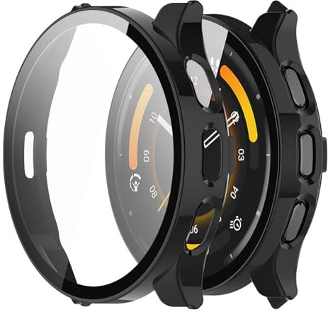 YAODLE Hülle für Garmin Venu 3 Schutzhülle,PC Ultradünne HD Hartglas Glas Kratzfest 360° Rundum Displayschutz (Schwarz)