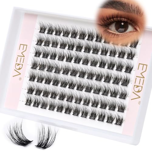 Cils en grappes 3D et duveteux, EMEDA d'extensions de cils individuels en grappes ondulées 8mm Cils en grappe DIY Effet 3D cluster lashes (33-8mm)