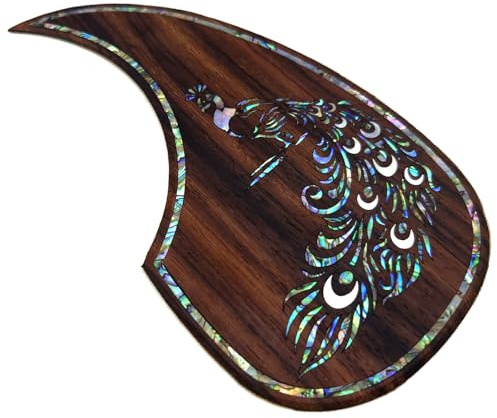 Akustikgitarre Pickguard Massivholz Pickguard Anti-Kratzplatte Eingelegte Abalone-Blume Selbstklebend für Martin D-45 Akustikgitarre (26)