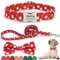 SEOUGEE Weihnachts-Hundehalsband, personalisierbar mit Fliege und Leine, verstellbare Hundehalsbänder und Leine aus Baumwolle, mit gravierter Metallschnalle für kleine Hunde (rotes Weihnachtsmann-Set,