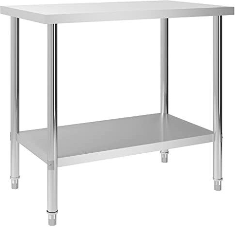 Tidyard Table de Travail de Cuisine 100x60x85 cm Acier Inoxydable, Casier à Vin Range Bouteilles, Porte Étagère à Bouteille pour Cuisine, Bar, Salon, Bistro, Cave à Vin