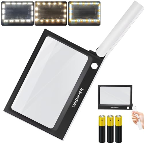 Moorstdel Leselupe mit Licht, 3 Modi Lupe zum Lesen 32 LEDs Lupe Leselupe für Bücher, Lupe Geschenke für ältere Menschen