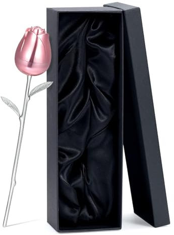 BIAIHQIE Urne mit bunter aufkeimender Rose, Urne mit großer Kapazität, Gedenkurne, Andenken, Rosa, Stahl