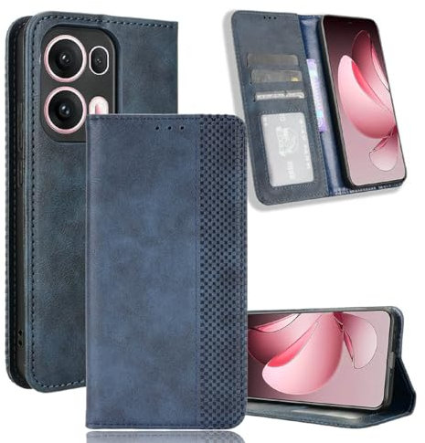 YUECXIN Funda para OPPO Reno13 Pro 5G (Reno 13 Pro 5G), PU Cuero Flip Carcasa de Tapa Libro, Antigolpes Case Cover con Cierre Magnético, Wallet Tarjetero y Soporte Plegable, Azul