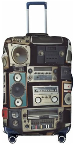 LHBWCVN Vintage Wall of Radio Boombox Gepäckabdeckung für Koffer, TSA-geprüft, waschbarer Koffer-Schutz, passend für 45,7 - 81,3 cm, kratzfeste Kofferabdeckung, Handgepäckhülle, Reisegepäckhülle