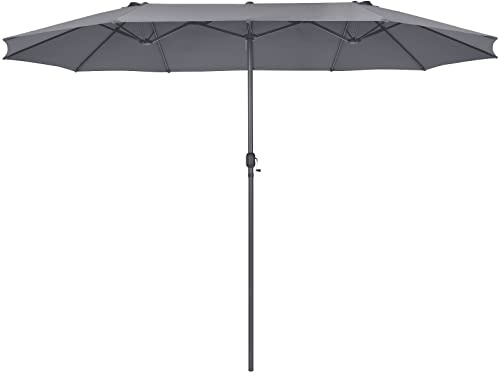 COSTWAY Sombrillas Jardin Grandes Doble Cara, 470 x 280 cm, Sombrilla Terraza Exterior con Manivela y Ventilación, Sombrilla Parasol Doble Playa Terraza Balcón Piscina (Gris Oscuro, 470 x 280 cm)