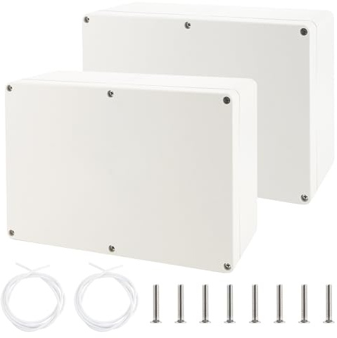 YAYODS 2er Set Abzweigdose Outdoor Weiß - IP65 Wasserdicht Verteilerdose 26,5x18,5x9,5 cm - Robustes ABS Gehäuse für Garten & Außenbereich - Aufputz Anschlussdose mit Montageschrauben